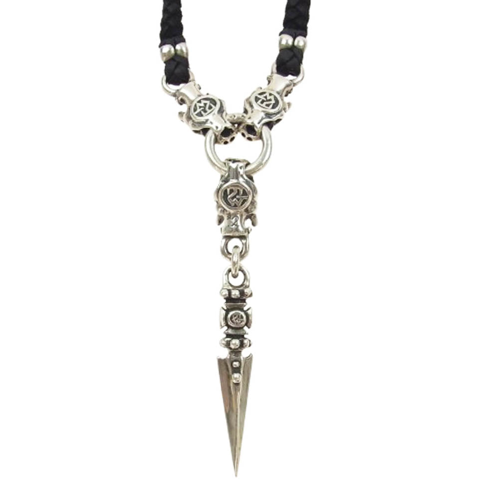 TRAVIS WALKER トラヴィスワーカー KCS056 販売証明カード付属 Dagger w/3 Gargoyles w/Braided Leather Necklace ダガー 3ガーゴイル ブレイドレザー ネックレス シルバー系【中古】