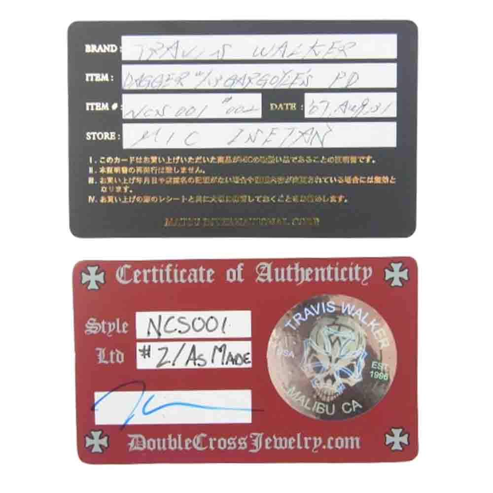 TRAVIS WALKER トラヴィスワーカー KCS056 販売証明カード付属 Dagger w/3 Gargoyles w/Braided Leather Necklace ダガー 3ガーゴイル ブレイドレザー ネックレス シルバー系【中古】