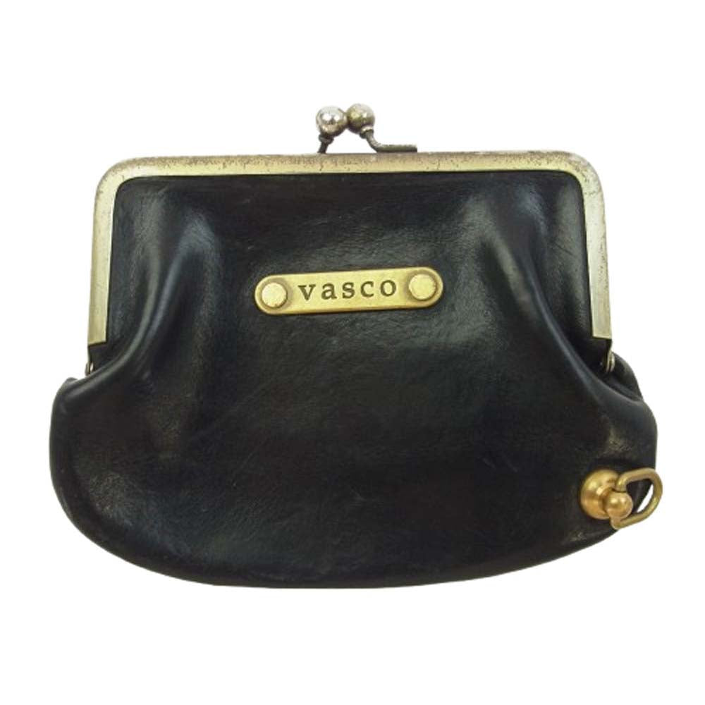 VASCO ヴァスコ バケッタレザー がま口 コイン ケース ブラス トチカン カスタム品 ブラック系【中古】