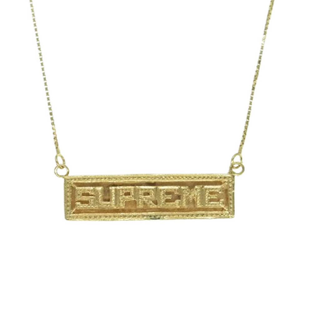 Supreme シュプリーム 20SS Name Plate 14K Gold Pendant ロゴ プレート ゴールド ネックレス ペンダント 7.00g ゴールド系【中古】