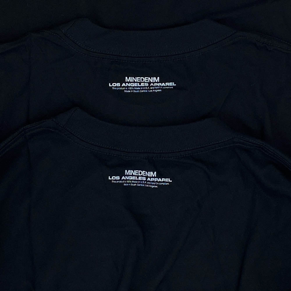 MINEDENIM マインデニム 22AW PCT-601-99-M2-2 USA製 Los Angeles Apparel 2PACK 2パック 6.0ozヘビーコームドコットン ポケット 半袖 Tシャツ ブラック系 M【中古】