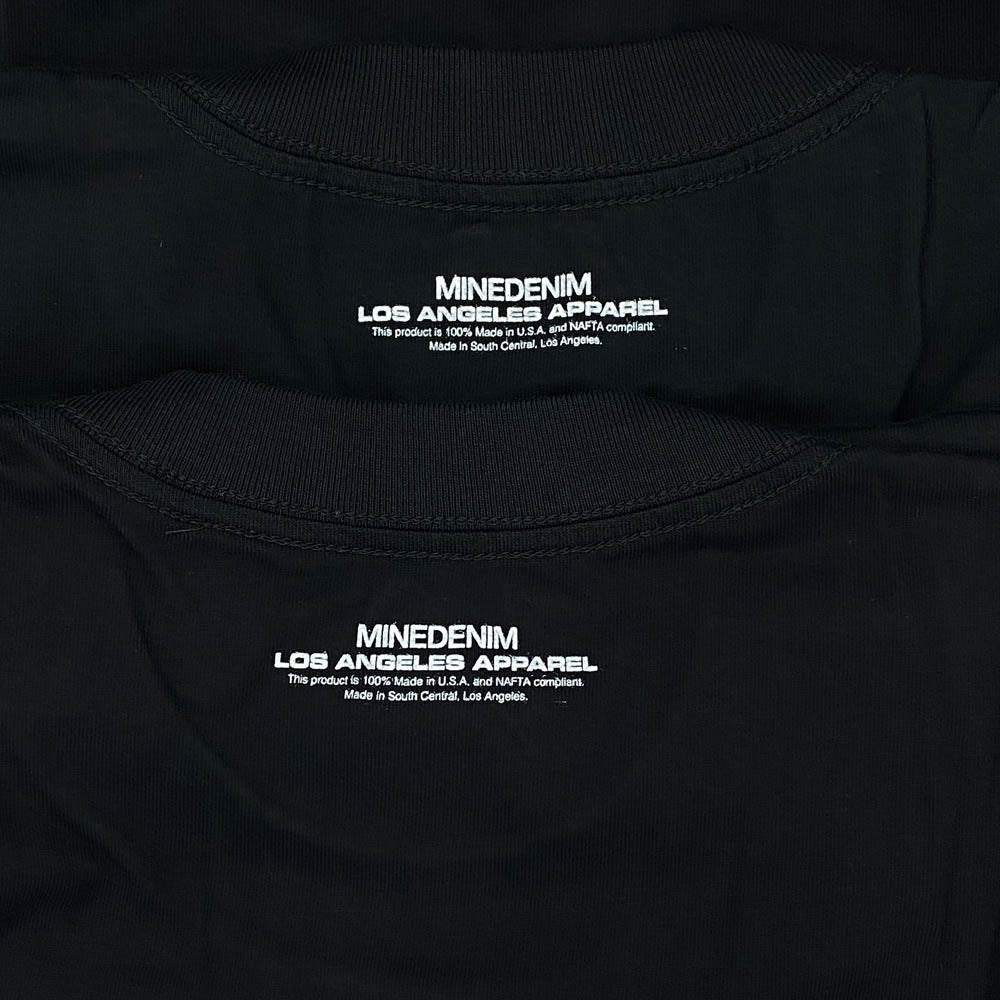 MINEDENIM マインデニム 22AW PCT-601-99-M2-2 USA製 Los Angeles Apparel 2PACK 2パック 6.0ozヘビーコームドコットン ポケット 半袖 Tシャツ ブラック系 M【中古】