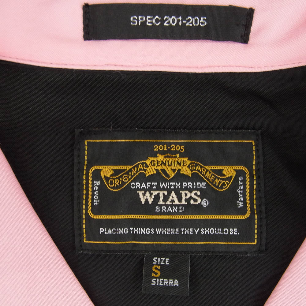 WTAPS ダブルタップス 111LTDT-SHM05 SWINGER LS SHIRT RACO TWILL ロゴ刺繍 オープンカラー レーヨン 長袖 ボーリング シャツ ブラック系 ピンク系 S【美品】【中古】