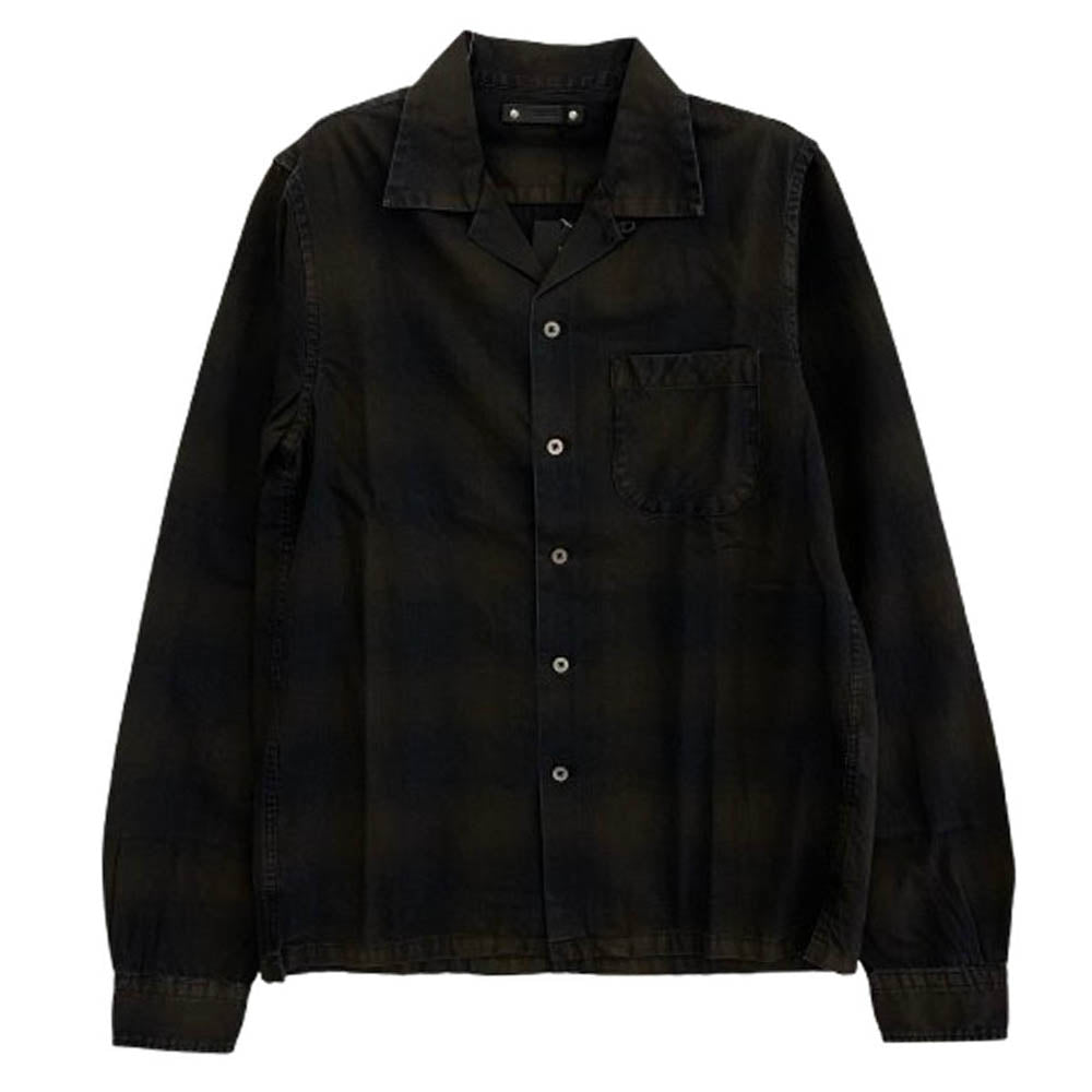 MINEDENIM マインデニム 2008-5002-67-012 OMBRE CHECK DENIM OPEN COLLAR SH オンブレ チェック オープンカラー 長袖 シャツ ブラウン系 ネイビー系 1【中古】