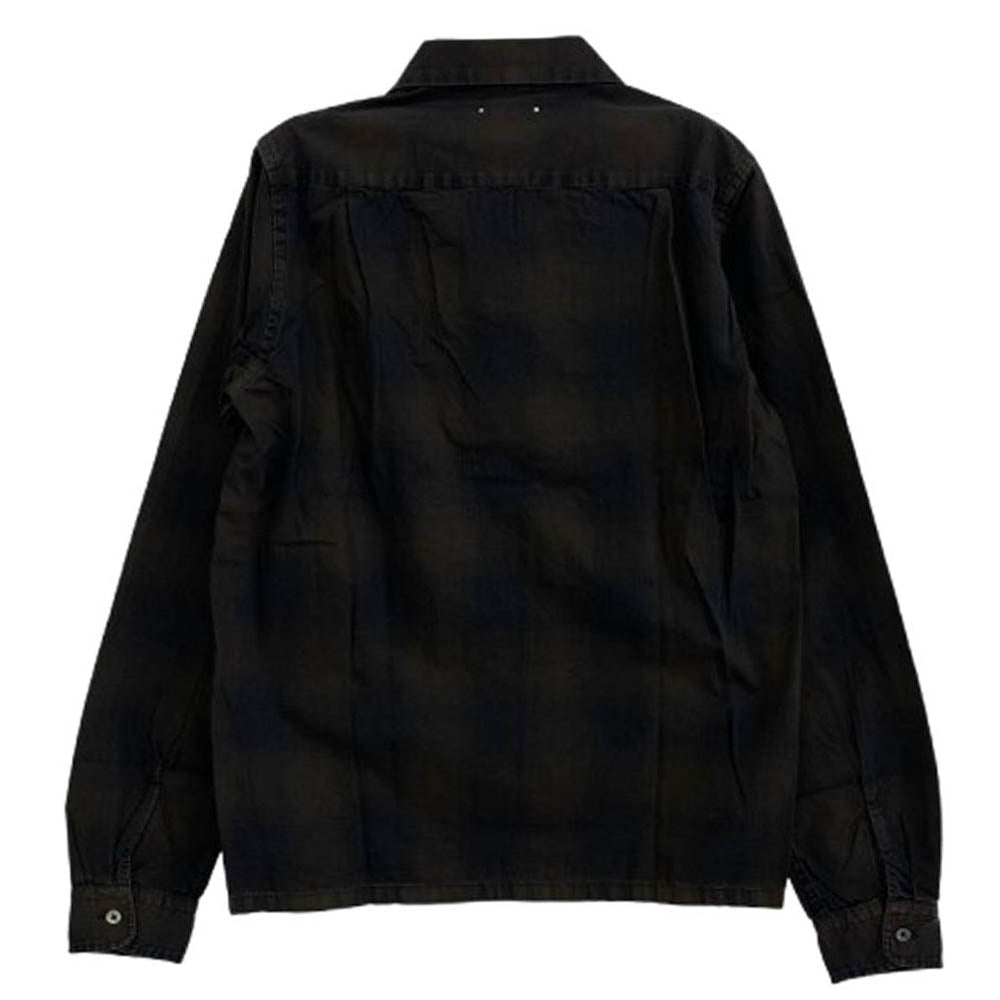 MINEDENIM マインデニム 2008-5002-67-012 OMBRE CHECK DENIM OPEN COLLAR SH オンブレ チェック オープンカラー 長袖 シャツ ブラウン系 ネイビー系 1【中古】