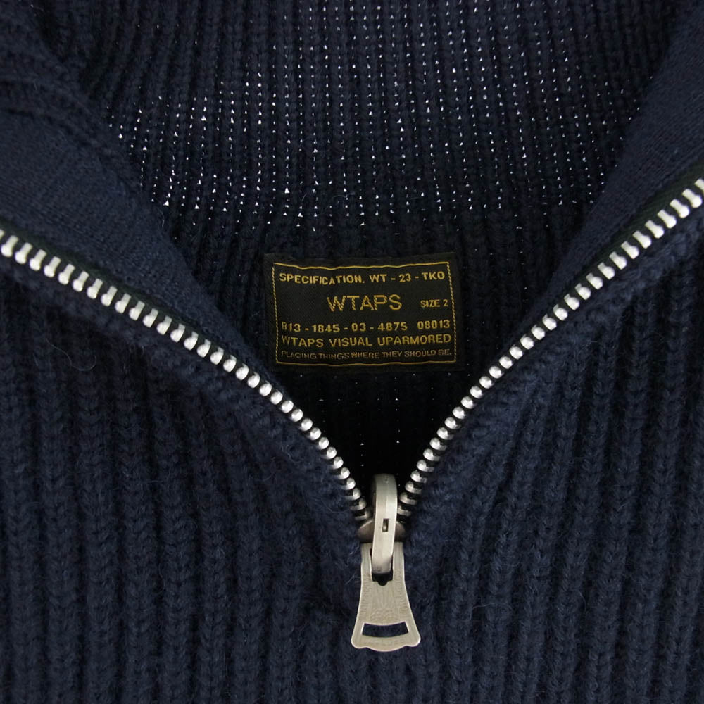 WTAPS ダブルタップス 16AW 162MADT-KNM03 COMMANDER SWEATER WOOL コマンダー セーター ウール ハーフジップ ニット ダークネイビー系 2【極上美品】【中古】