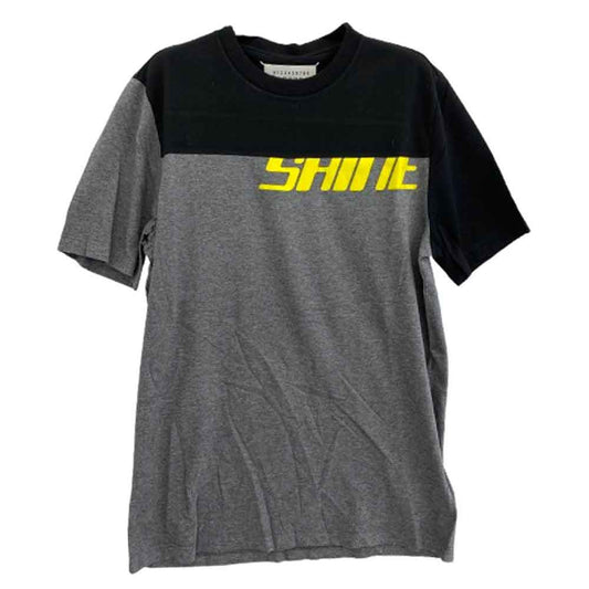 MAISON MARGIELA メゾンマルジェラ 16AW S30GC0580 S22816 10ライン 四つタグ SHINE 切替 プリント Tシャツ 半袖カットソー ブラック系 グレー系 44【美品】【中古】