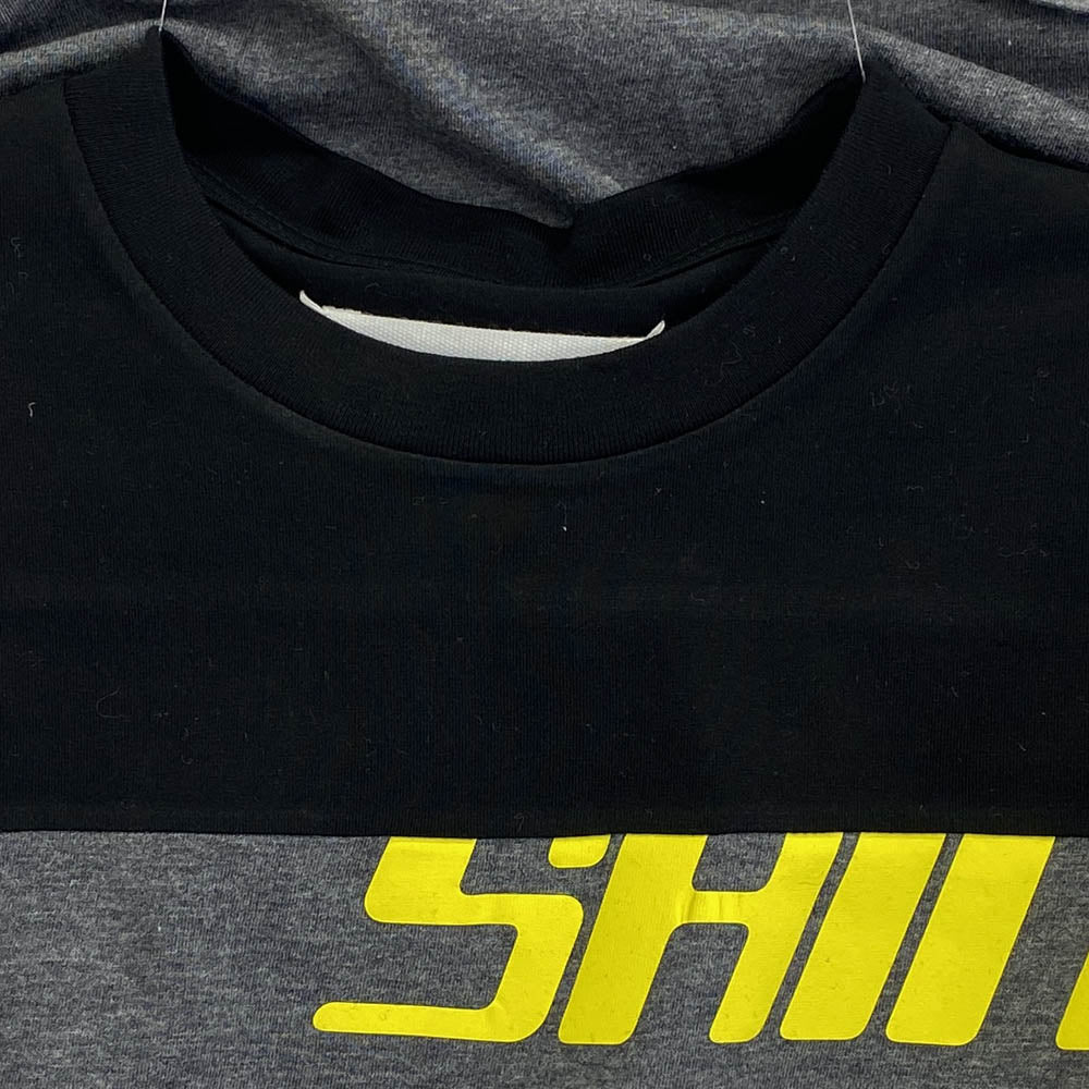MAISON MARGIELA メゾンマルジェラ 16AW S30GC0580 S22816 10ライン 四つタグ SHINE 切替 プリント Tシャツ 半袖カットソー ブラック系 グレー系 44【美品】【中古】