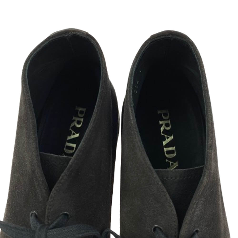 PRADA プラダ スエード チャッカブーツ クレープソール グレー系 9【中古】