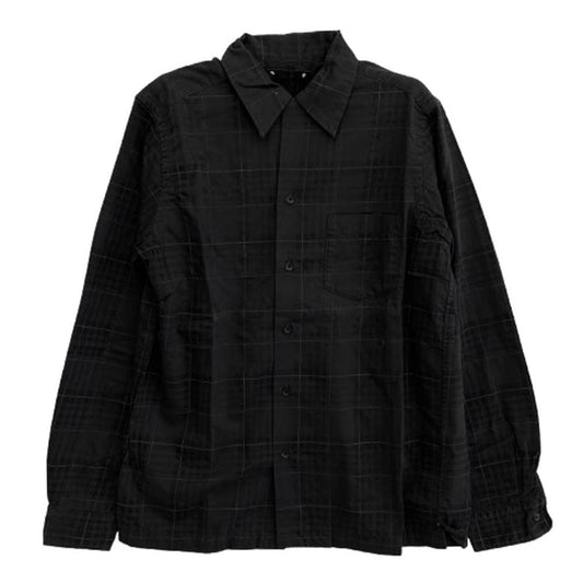 MINEDENIM マインデニム 2103-5002-77-012 OP CHECK DENIM OPEN COLLAR SH オープンカラー チェック 長袖 シャツ ダークブラウン系 1【中古】