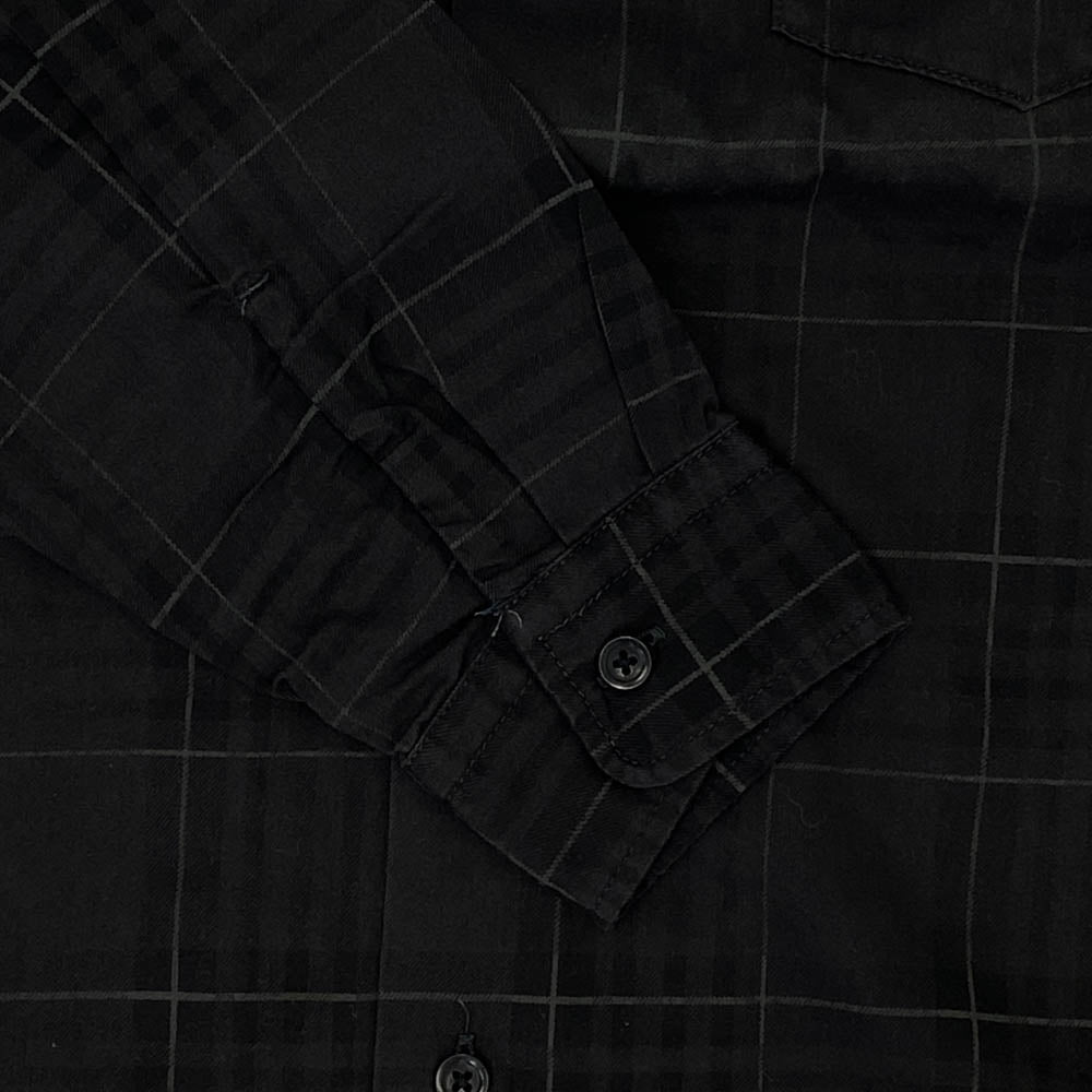 MINEDENIM マインデニム 2103-5002-77-012 OP CHECK DENIM OPEN COLLAR SH オープンカラー チェック 長袖 シャツ ダークブラウン系 1【中古】