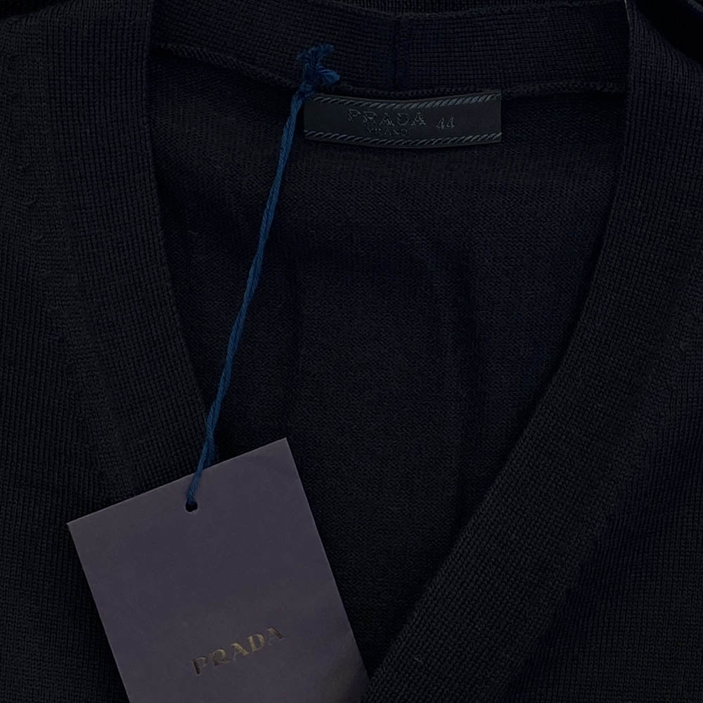 PRADA プラダ DNA437 バージンウール カーディガン ブラック系 44【新古品】【未使用】【中古】