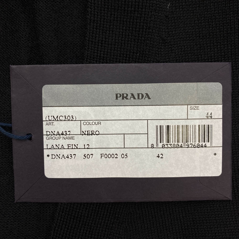 PRADA プラダ DNA437 バージンウール カーディガン ブラック系 44【新古品】【未使用】【中古】