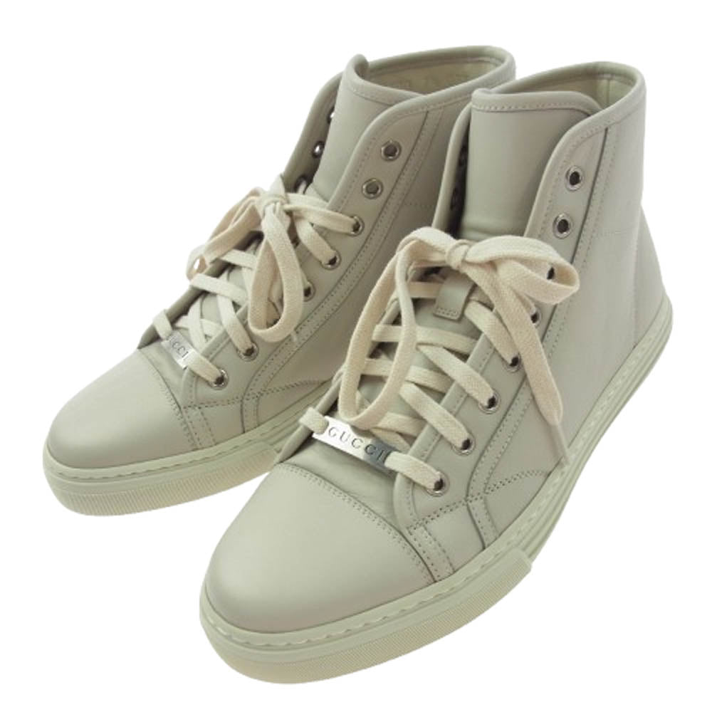 GUCCI グッチ 423300 ハイカット レザー スニーカー ベージュ系 7.5【美品】【中古】