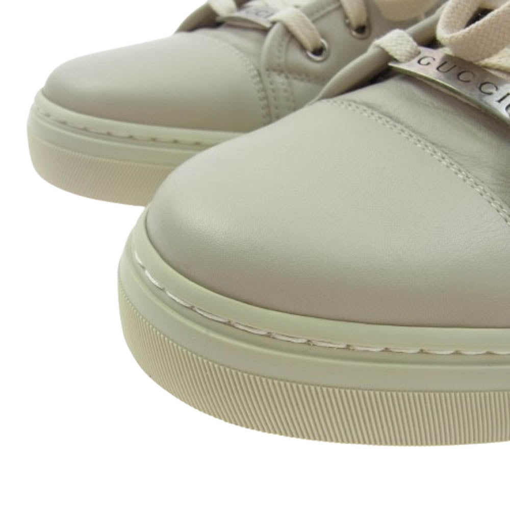 GUCCI グッチ 423300 ハイカット レザー スニーカー ベージュ系 7.5【美品】【中古】