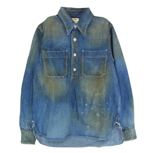 VISVIM ビズビム 18AW 0118205007003 ALPHA P.O. SHIRT L/S DRY DENIM FLAGSHIP STORE EXCLUSIVE アルファ デニム シャツ インディゴブルー系 1【中古】