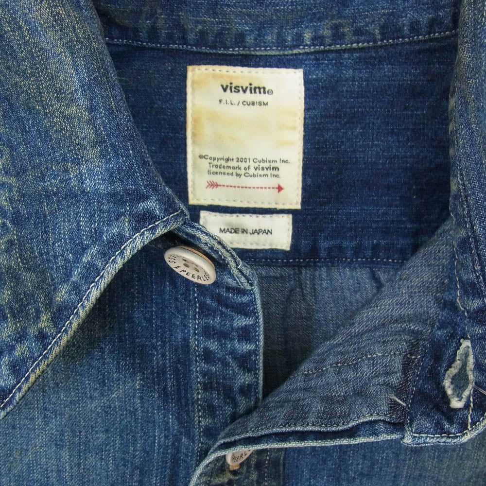 VISVIM ビズビム 18AW 0118205007003 ALPHA P.O. SHIRT L/S DRY DENIM FLAGSHIP STORE EXCLUSIVE アルファ デニム シャツ インディゴブルー系 1【中古】