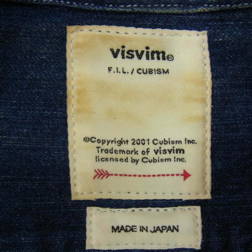 VISVIM ビズビム 18AW 0118205007003 ALPHA P.O. SHIRT L/S DRY DENIM FLAGSHIP STORE EXCLUSIVE アルファ デニム シャツ インディゴブルー系 1【中古】