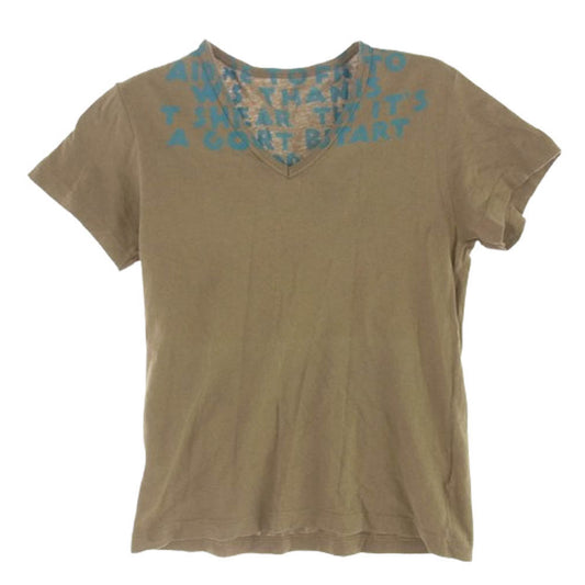 MAISON MARTIN MARGIELA メゾンマルタンマルジェラ 8AIDST000 ここのえタグ AIDS T-Shirt エイズ Vネック 半袖 Tシャツ カットソー ブラウン系 S【中古】