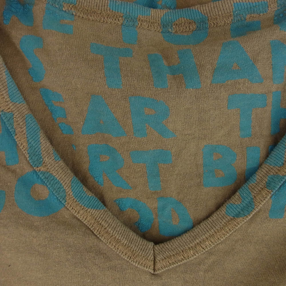 MAISON MARTIN MARGIELA メゾンマルタンマルジェラ 8AIDST000 ここのえタグ AIDS T-Shirt エイズ Vネック 半袖 Tシャツ カットソー ブラウン系 S【中古】