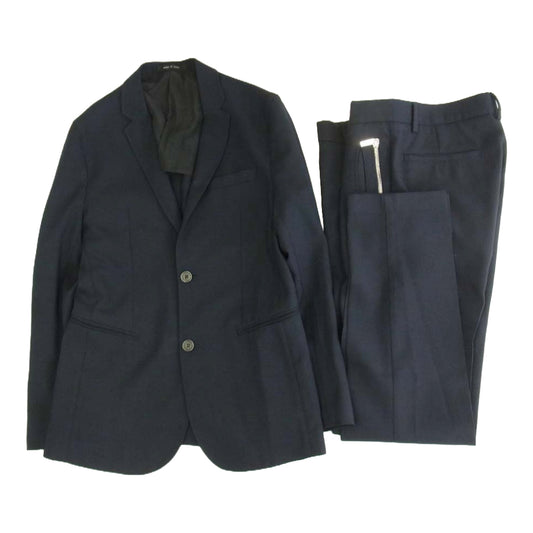 Emporio Armani エンポリオ・アルマーニ W1G620 W1227 イタリア製 ストレッチ素材 2B テーラードジャケット ジップポケット スラックスパンツ スーツ セットアップ ネイビー系 ジャケット46　パンツ44【中古】
