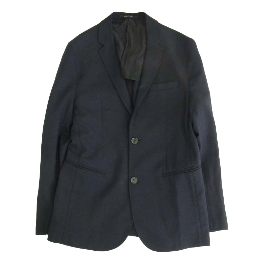 Emporio Armani エンポリオ・アルマーニ W1G620 W1227 イタリア製 ストレッチ素材 2B テーラードジャケット ジップポケット スラックスパンツ スーツ セットアップ ネイビー系 ジャケット46　パンツ44【中古】