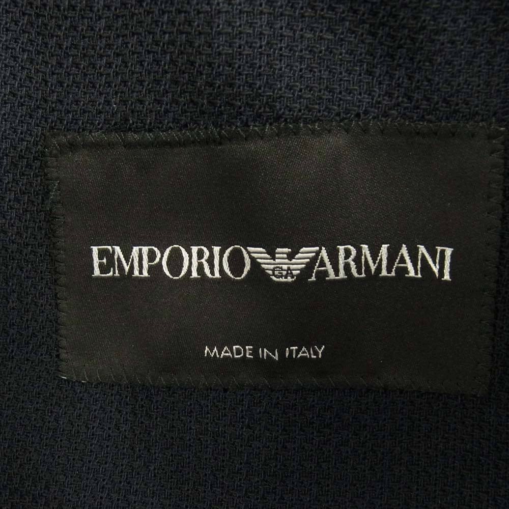 Emporio Armani エンポリオ・アルマーニ W1G620 W1227 イタリア製 ストレッチ素材 2B テーラードジャケット ジップポケット スラックスパンツ スーツ セットアップ ネイビー系 ジャケット46　パンツ44【中古】