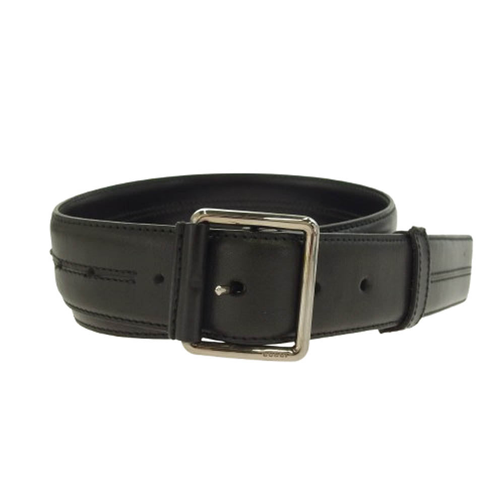 GUCCI グッチ 101281 214264 シルバーバックル レザー ベルト ブラック系【中古】