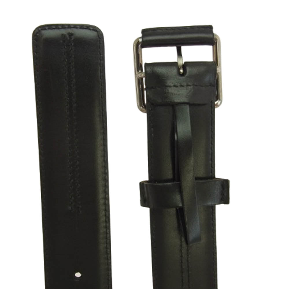 GUCCI グッチ 101281 214264 シルバーバックル レザー ベルト ブラック系【中古】