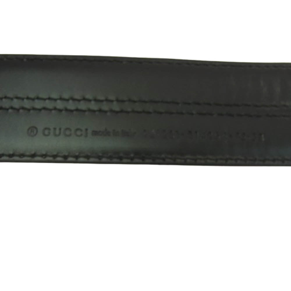 GUCCI グッチ 101281 214264 シルバーバックル レザー ベルト ブラック系【中古】