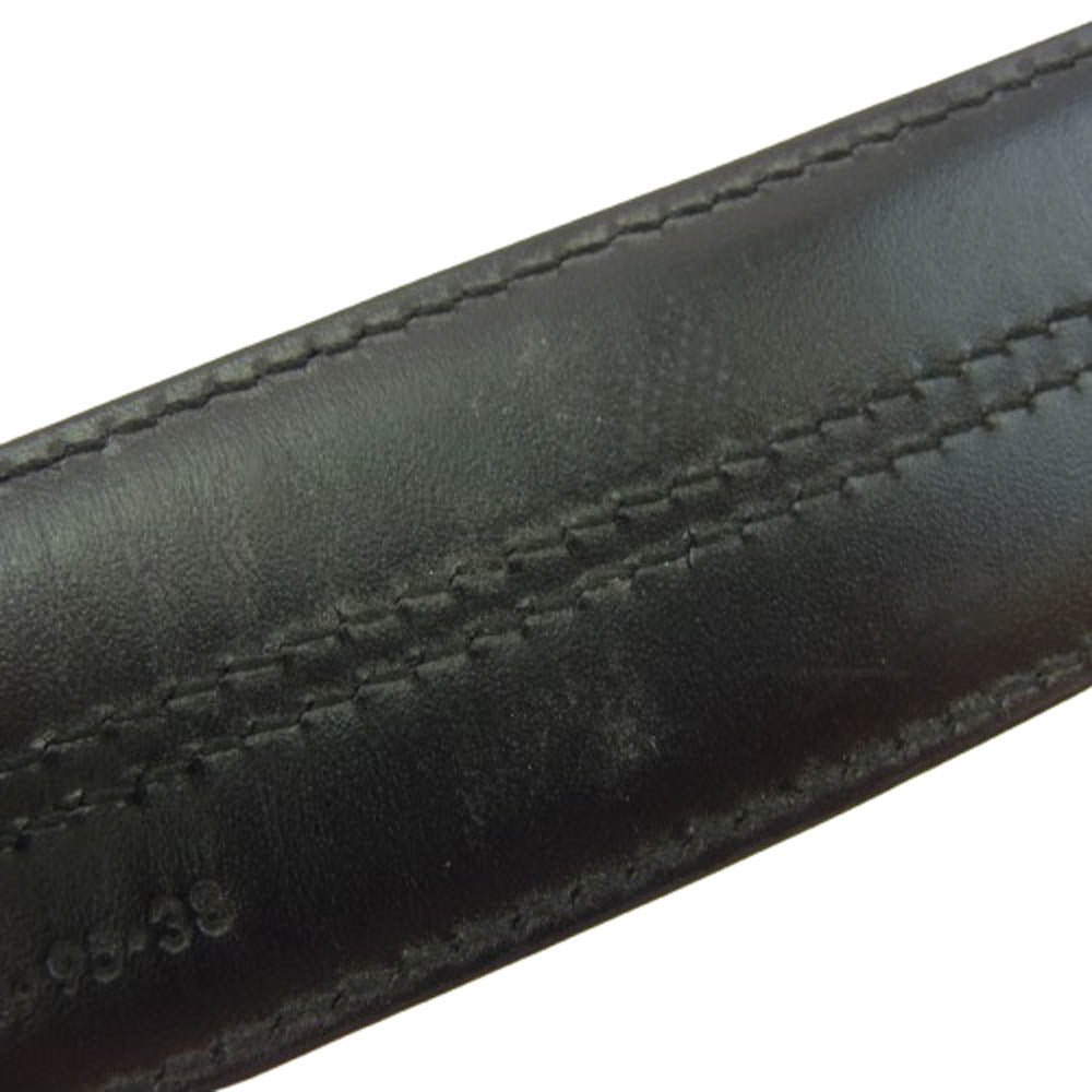 GUCCI グッチ 101281 214264 シルバーバックル レザー ベルト ブラック系【中古】