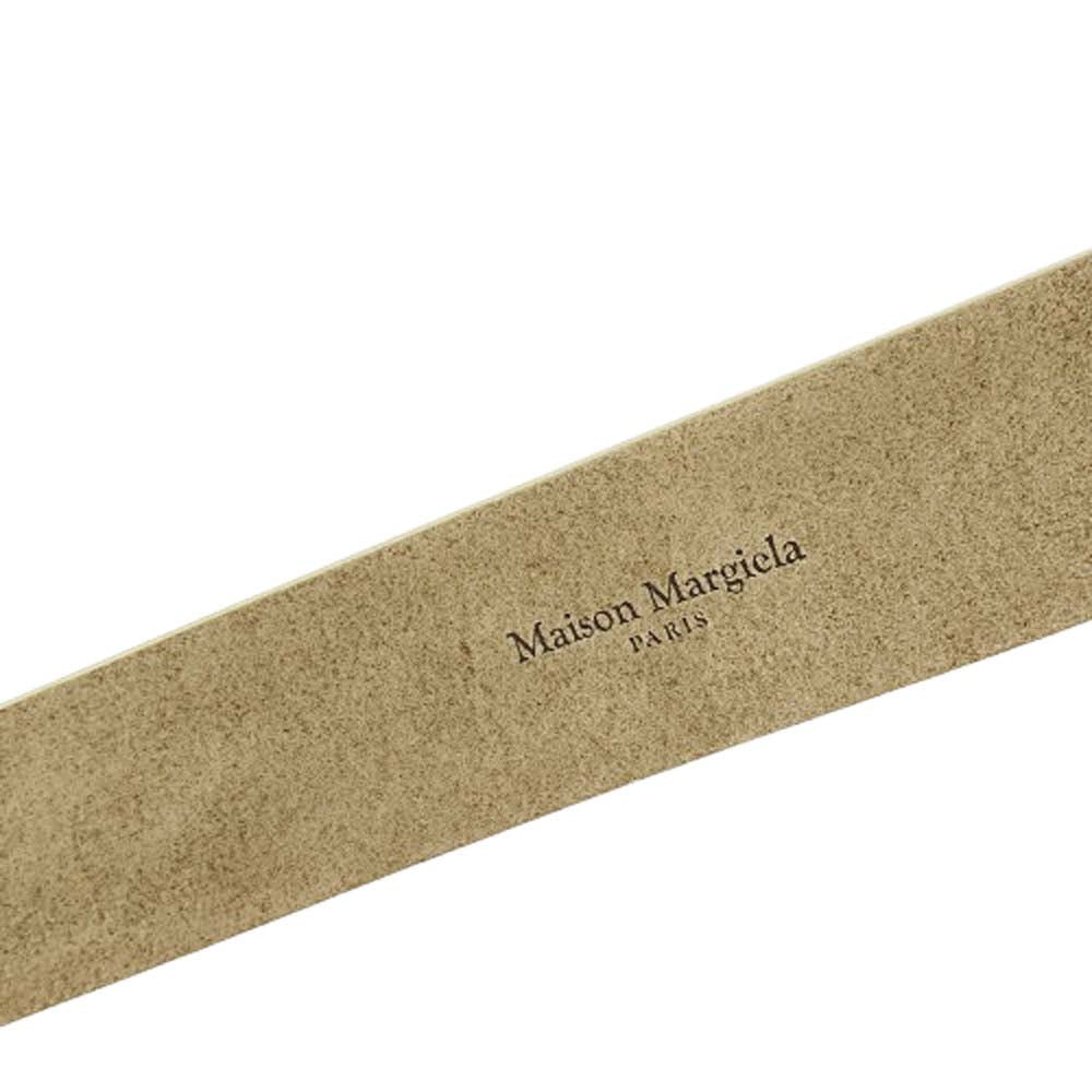 MAISON MARGIELA メゾンマルジェラ 20SS S55TP0119 11ライン LEATHER BELT エンボスロゴ レザー ベルト ベージュ系 95【美品】【中古】