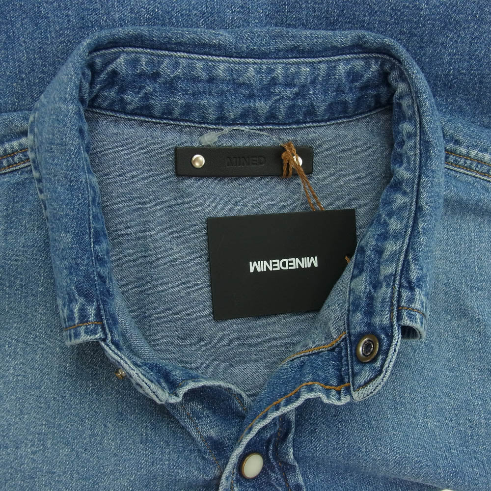 MINEDENIM マインデニム WST-502-89-013 DENIM WESTERN SH USD (LUD) デニム ウエスタン 長袖 シャツ インディゴブルー系 1【中古】