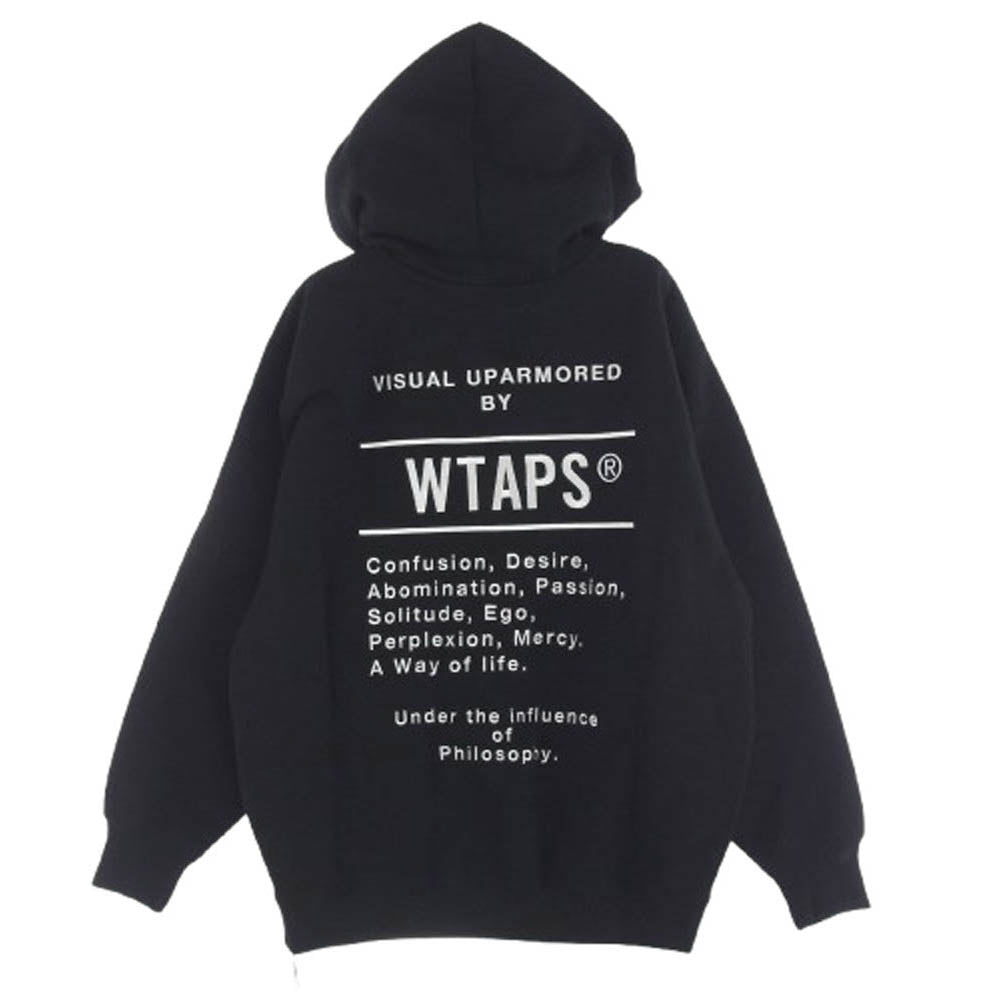 WTAPS ダブルタップス 23AW 232ATDT-CSM27 OBJ 06 / HOODY / COTTON CONTAINING バックロゴプリント プルオーバー パーカー フーディー ブラック系 2【中古】