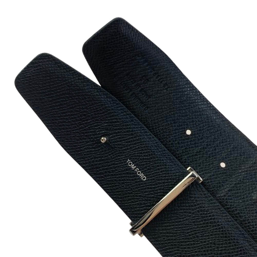 TOM FORD トムフォード イタリア製 シルバーTバックル レザー ベルト ホワイト オフホワイト系 96【中古】
