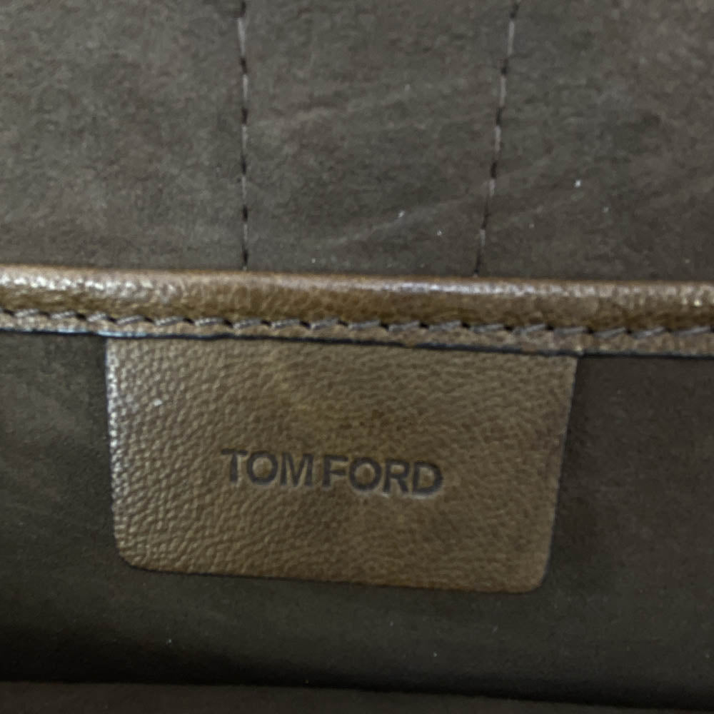 TOM FORD トムフォード レザー ショルダーバッグ メッセンジャーバッグ ブラウン系【中古】