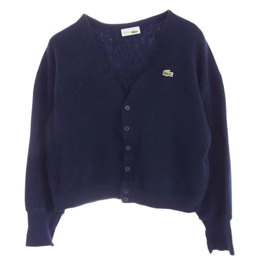 LACOSTE ラコステ フランス製 ヴィンテージ 70s～80s ウール カーディガン ネイビー系 7【中古】