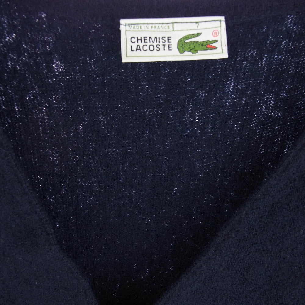 LACOSTE ラコステ フランス製 ヴィンテージ 70s～80s ウール カーディガン ネイビー系 7【中古】