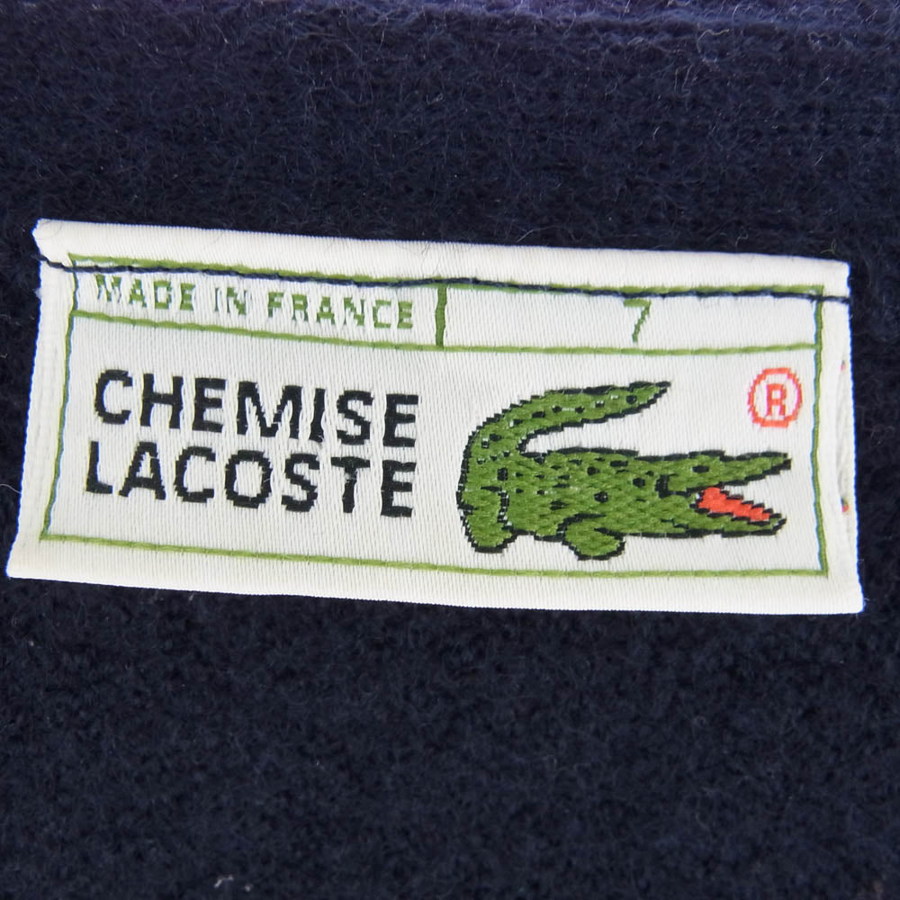 LACOSTE ラコステ フランス製 ヴィンテージ 70s～80s ウール カーディガン ネイビー系 7【中古】