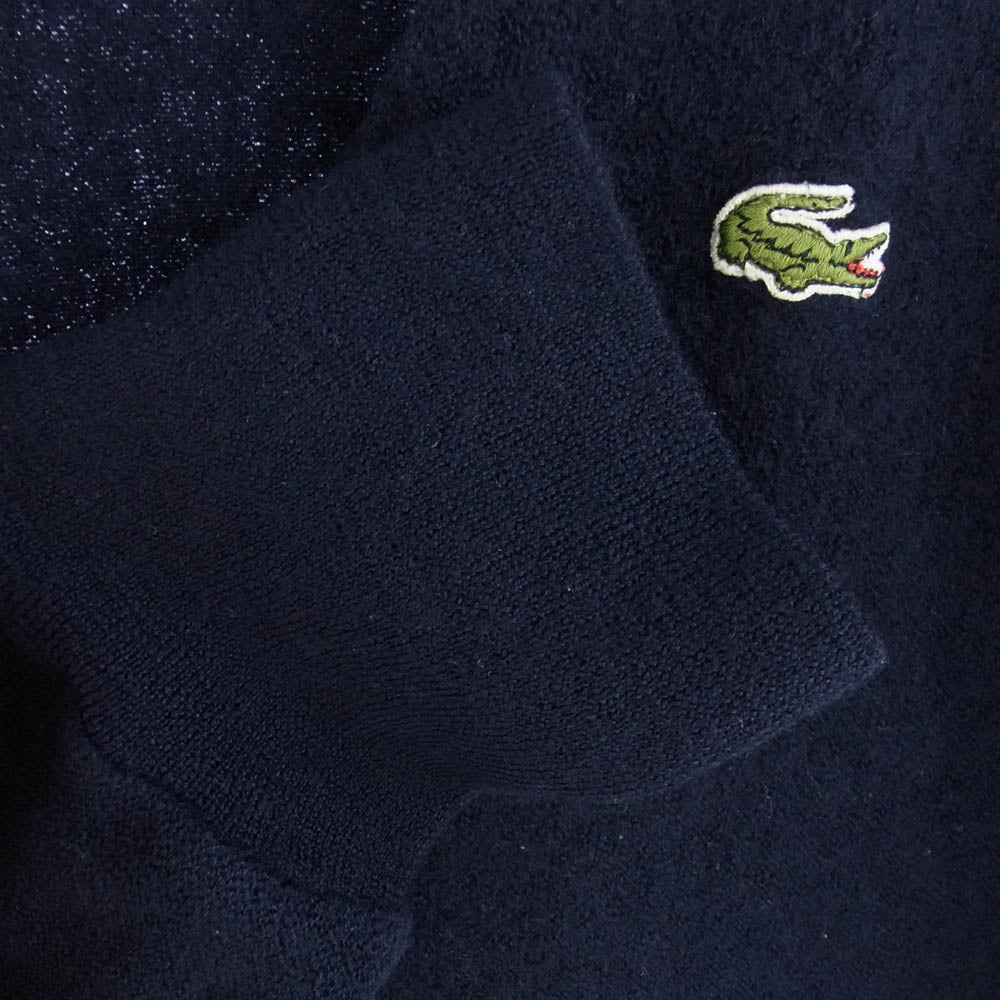LACOSTE ラコステ フランス製 ヴィンテージ 70s～80s ウール カーディガン ネイビー系 7【中古】