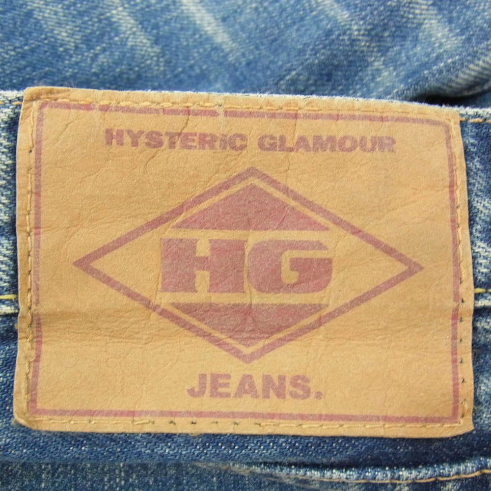 HYSTERIC GLAMOUR ヒステリックグラマー 4AP-2102 小窓デニム リペア加工 スタッズ ストレート デニム パンツ W30 インディゴブルー系 30【中古】