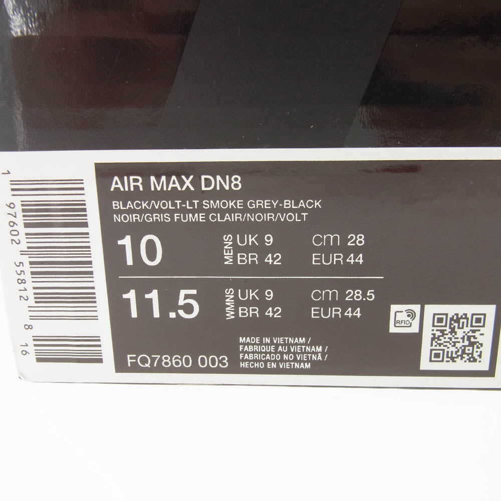 NIKE ナイキ FQ7860-003 AIR MAX DN8 BLACK/VOLT-LT SMOKE GREY-BLACK エアマックス スニーカー ダークグレー系 28cm【極上美品】【中古】