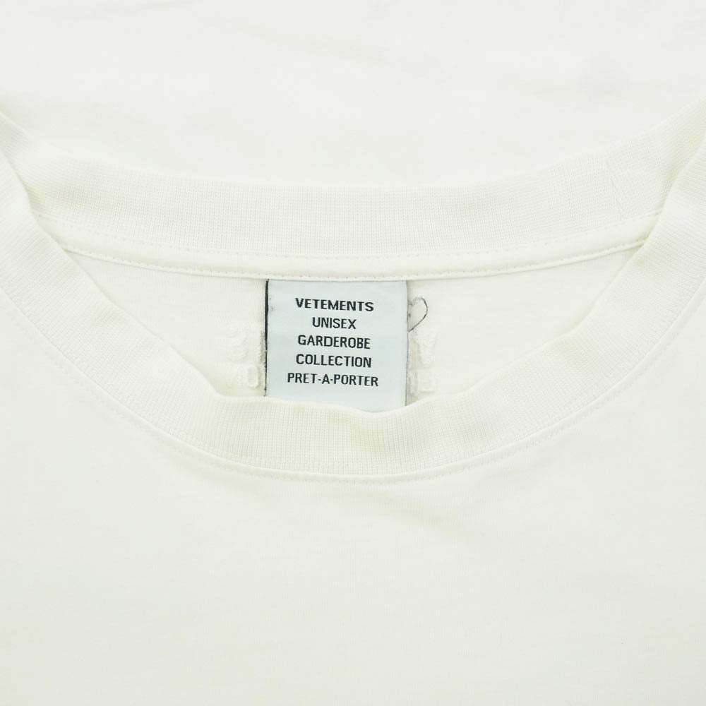 VETEMENTS ヴェトモン UA53TR170V Hello My name is VETEMENTS ロゴ プリント オーバーサイズ 半袖 Tシャツ ホワイト系 S【中古】