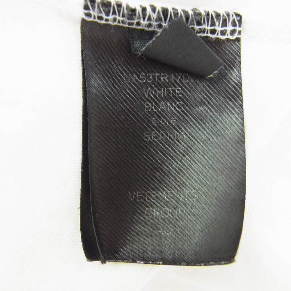 VETEMENTS ヴェトモン UA53TR170V Hello My name is VETEMENTS ロゴ プリント オーバーサイズ 半袖 Tシャツ ホワイト系 S【中古】
