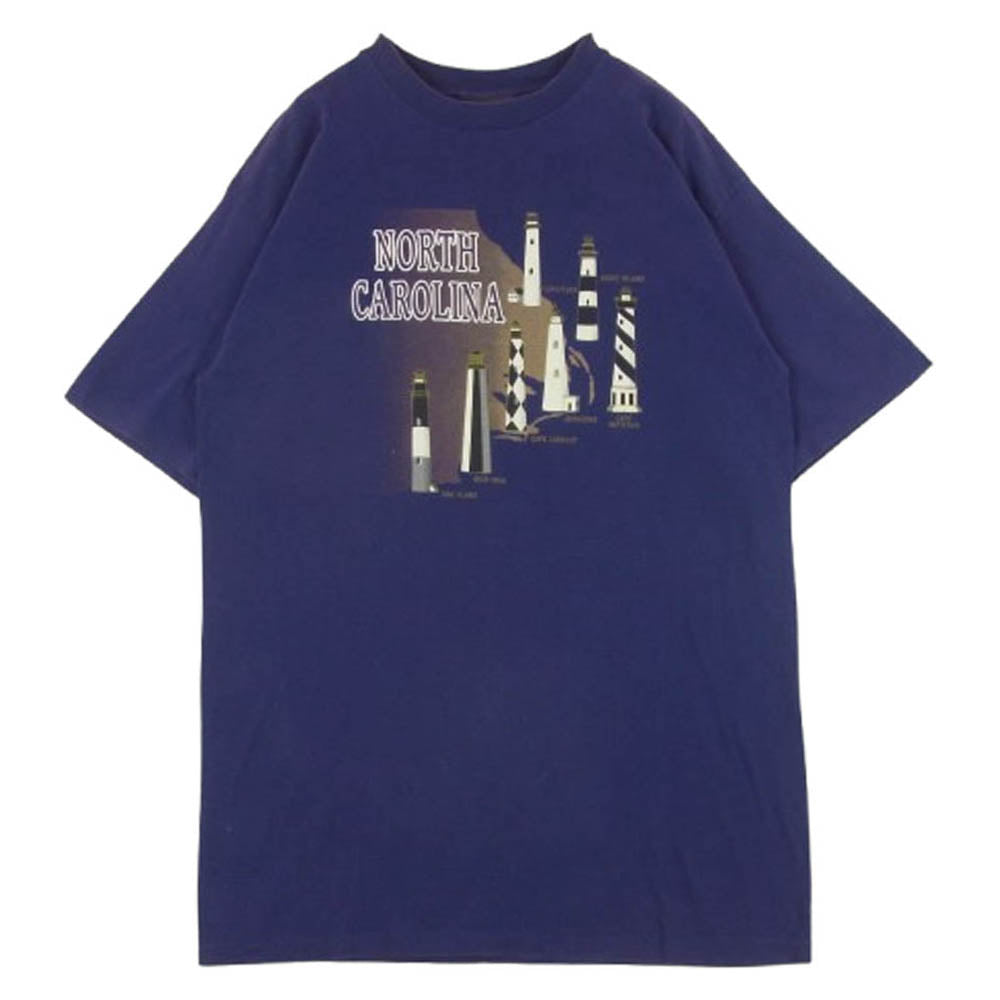 ヴィンテージ 90s USA製 timberland ティンバーランド プリント 半袖 Tシャツ パープル系 L【中古】