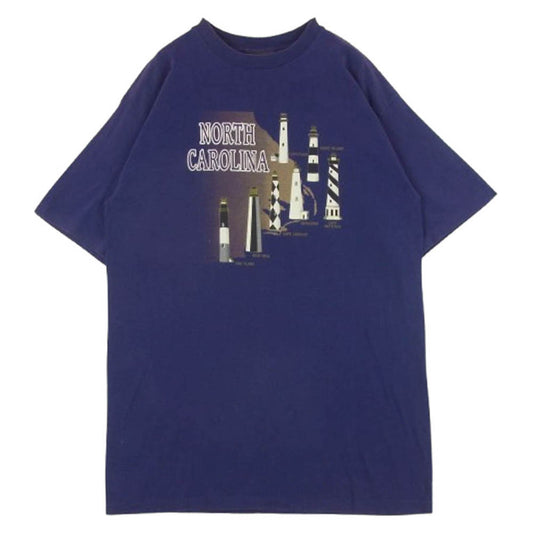 ヴィンテージ 90s USA製 timberland ティンバーランド プリント 半袖 Tシャツ パープル系 L【中古】