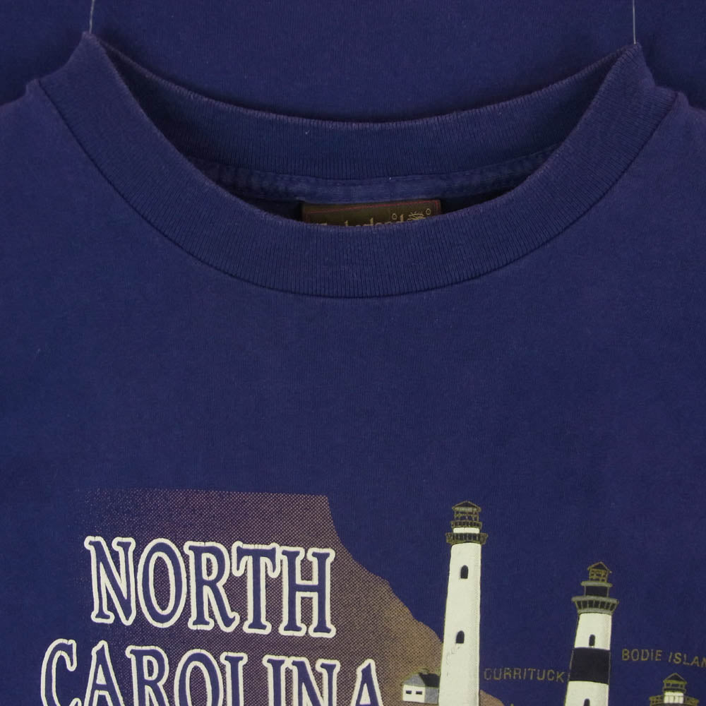 ヴィンテージ 90s USA製 timberland ティンバーランド プリント 半袖 Tシャツ パープル系 L【中古】