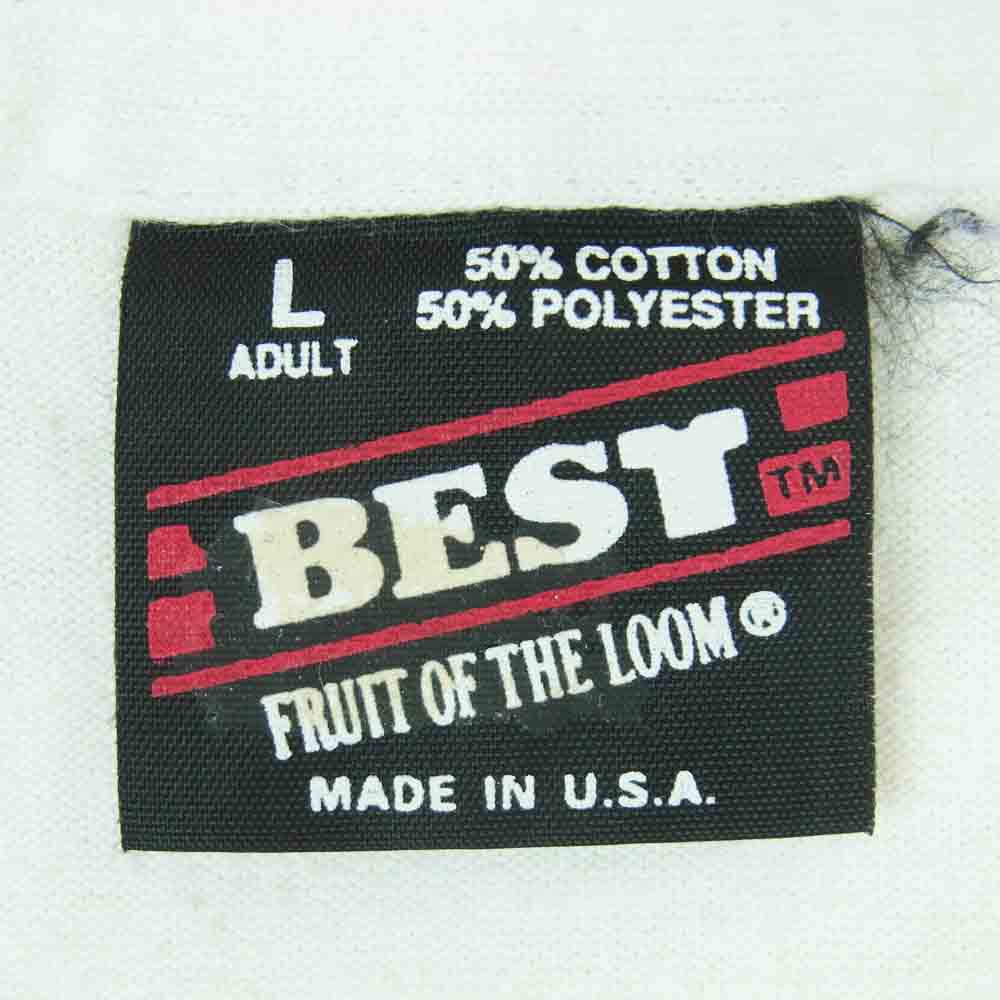 ヴィンテージ eddie rabbitt エディ ラビット プリント 半袖 Tシャツ 90s USA製 FRUIT OF THE LOOM 黒タグ ボディ ホワイト系 L【中古】