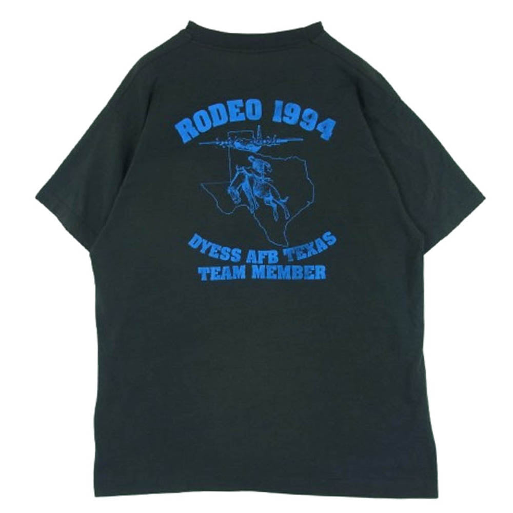 ヴィンテージ 90s USA製 FRUIT OF THE LOOM 黒タグ プリント 半袖 Tシャツ ダークグレー系 黒に近いダークグレー系 L【中古】