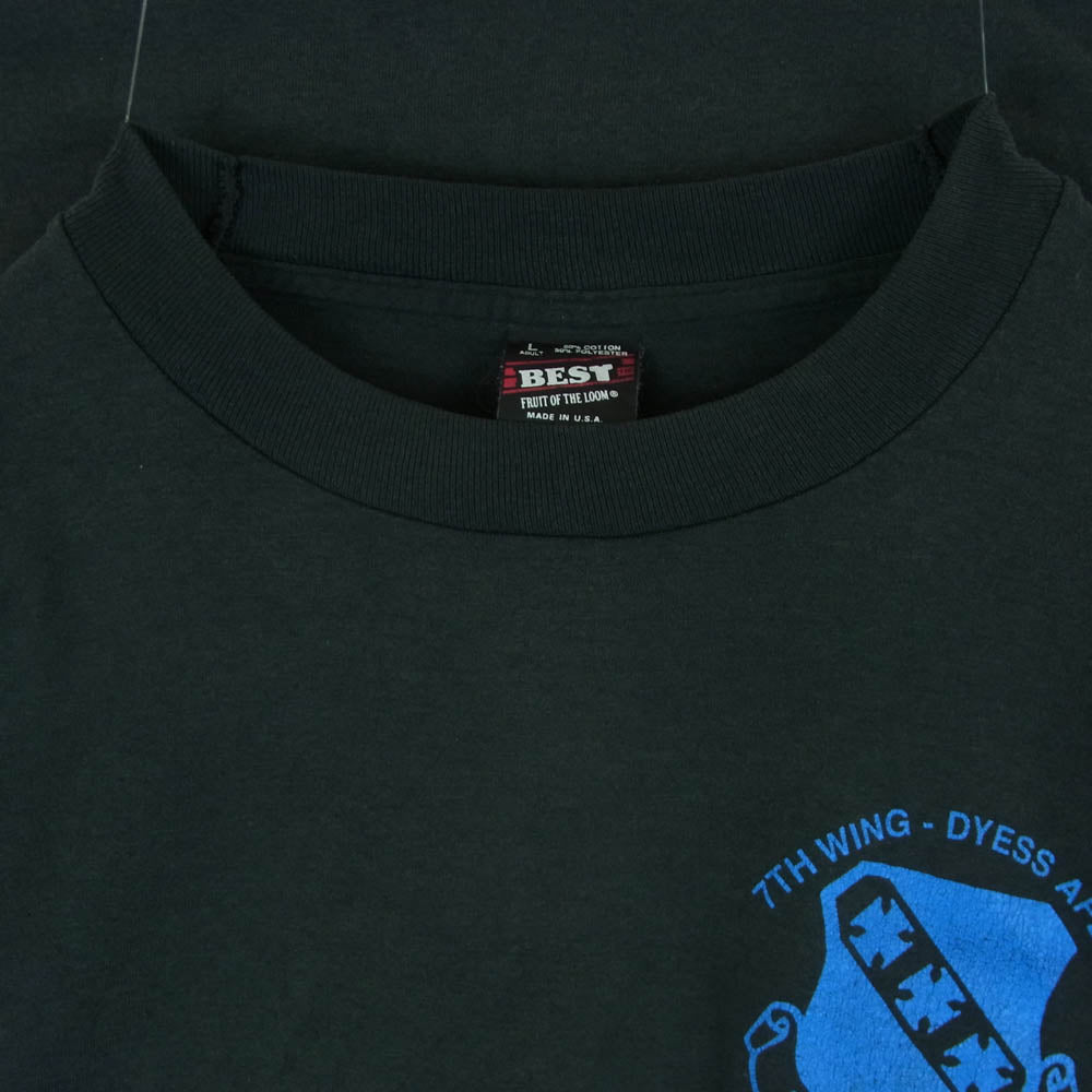 ヴィンテージ 90s USA製 FRUIT OF THE LOOM 黒タグ プリント 半袖 Tシャツ ダークグレー系 黒に近いダークグレー系 L【中古】